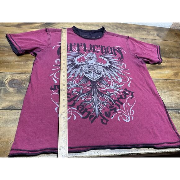 Affliction Mens Reversible Graphic T-Shirt Red Distressed Size XL - Picture 3 of 8